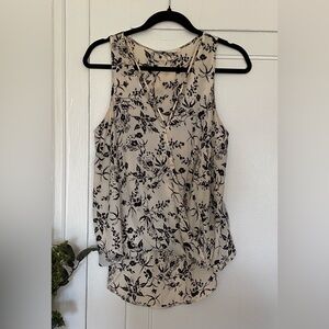 Lush Floral Sleeveless Top - Black and Cream, Sz S